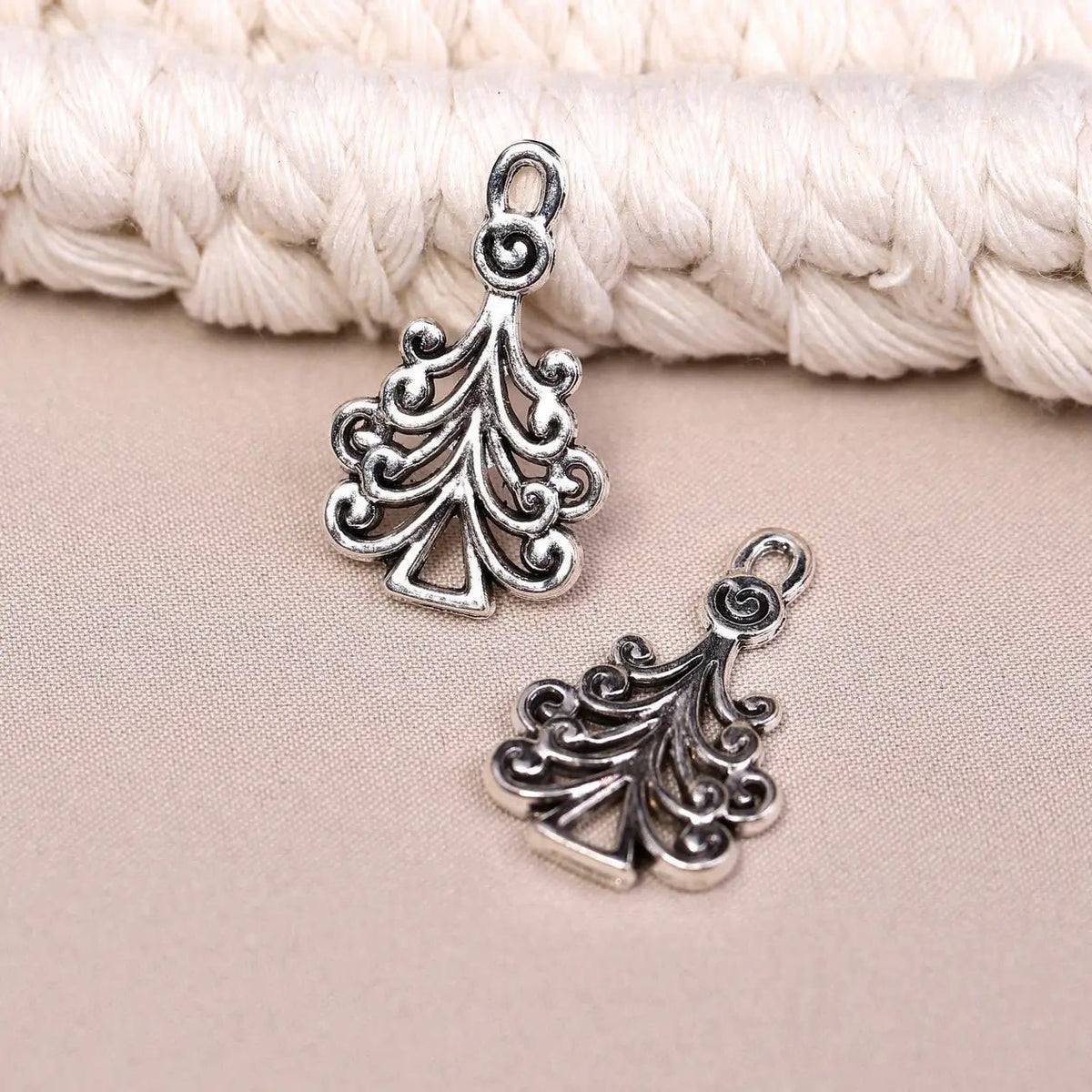 Christmas Tree Metal Charms (6pcs) (MLB-008) - Printable Heaven