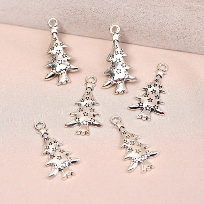 Decorated Christmas Tree Metal Charms (6pcs) (MLB-010) - Printable Heaven