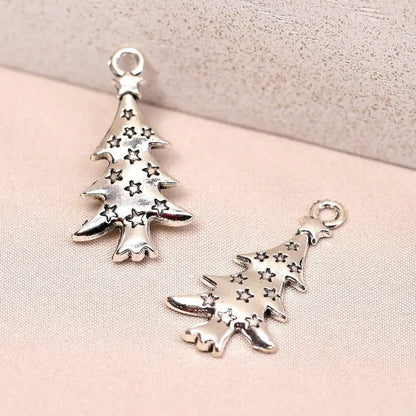 Decorated Christmas Tree Metal Charms (6pcs) (MLB-010) - Printable Heaven