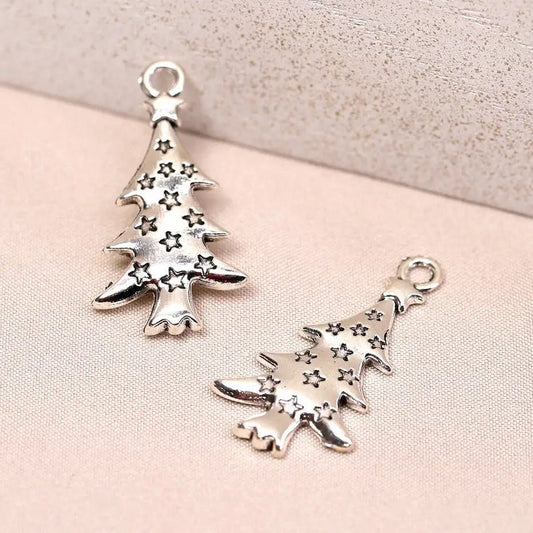 Decorated Christmas Tree Metal Charms (6pcs) (MLB-010) - Printable Heaven
