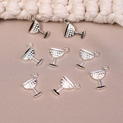Cocktail Glass Metal Charms (8pcs) (MLB-014)