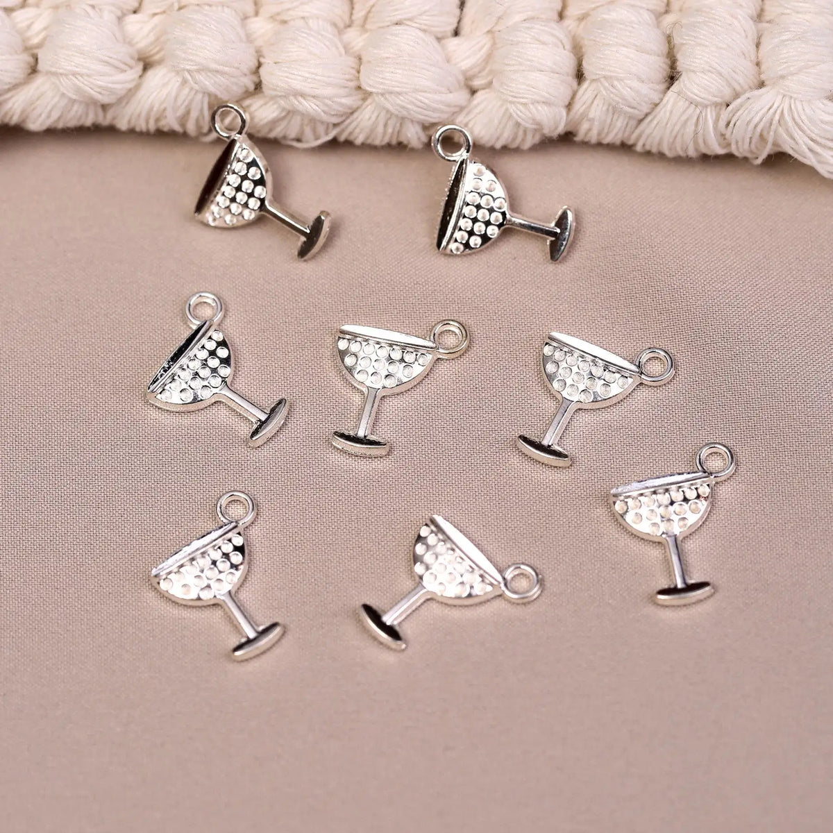 Cocktail Glass Metal Charms (8pcs) (MLB-014) - Printable Heaven