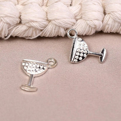 Cocktail Glass Metal Charms (8pcs) (MLB-014) - Printable Heaven