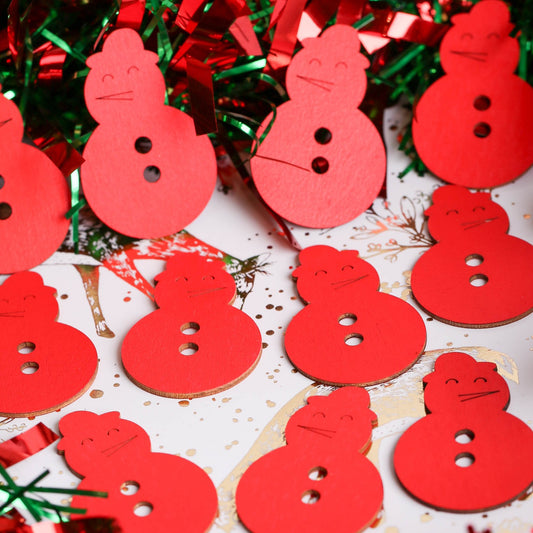 2 FOR 1 OFFER - Create Christmas Wooden Shapes (12pcs) - Snowman Red (PMA 174591)