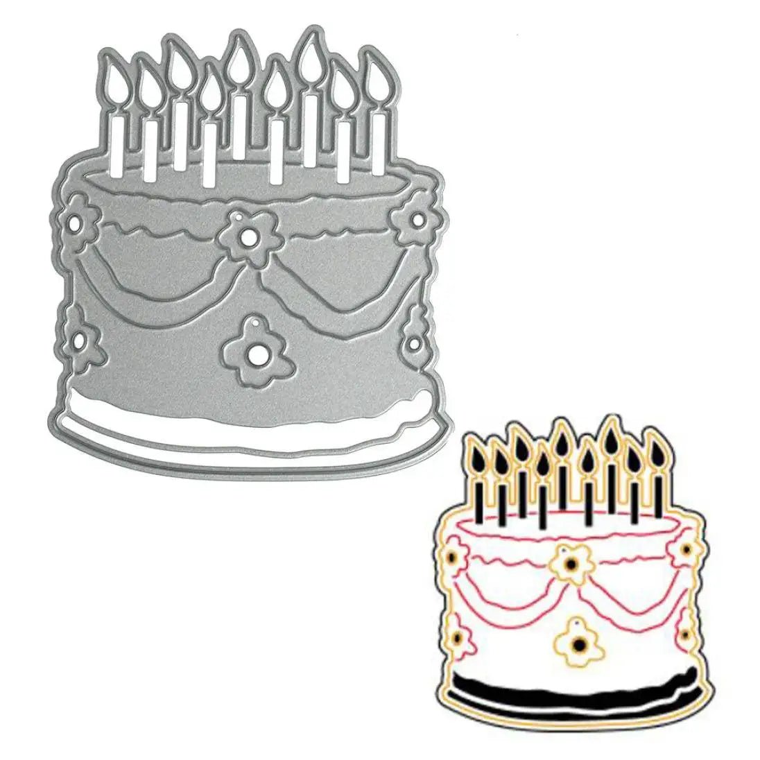 Printable Heaven Cutting Die Card Front Traditional Birthday Cake with Candles (D046) - Printable Heaven