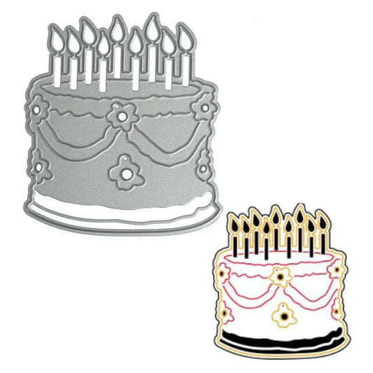 Printable Heaven Cutting Die Card Front Traditional Birthday Cake with Candles (D046) - Printable Heaven