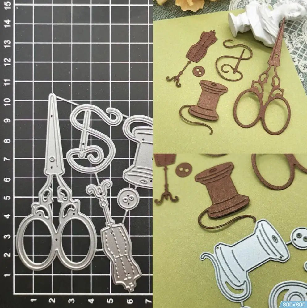 Printable Heaven Cutting Die Vintage Sewing Supplies Set (5Pcs) (D110) - Printable Heaven