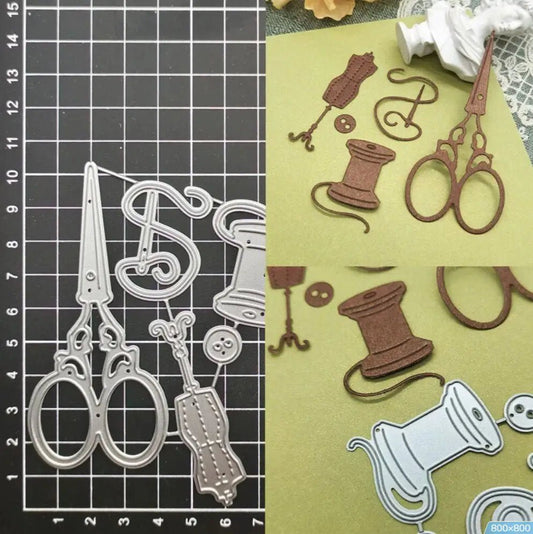 Printable Heaven Cutting Die Vintage Sewing Supplies Set (5Pcs) (D110) - Printable Heaven