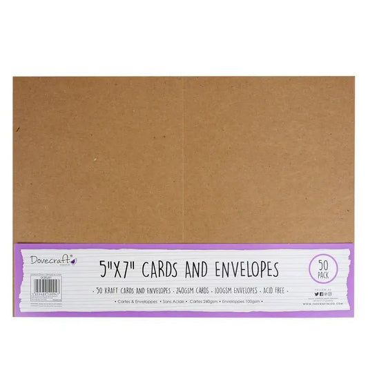 Cards & Envelopes 5x7 - Kraft (50pk) (DCBS201) - Printable Heaven
