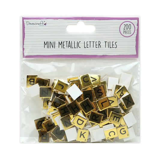 Dovecraft Mini Metallic Letter Tiles - Gold Foiled (DCBS263)