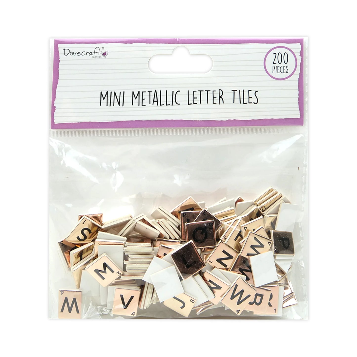 Dovecraft Mini Metallic Letter Tiles - Rose Gold Foiled (DCBS265)