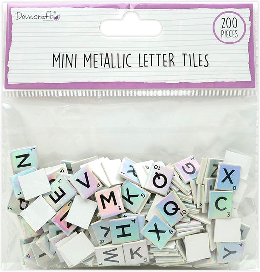 Dovecraft Mini Metallic Letter Tiles - Iridescent Foiled (DCBS266)