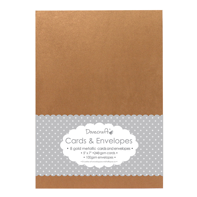 Metallic Gold 5x7 Cards & Envelopes 8 Pk (DCCE001)