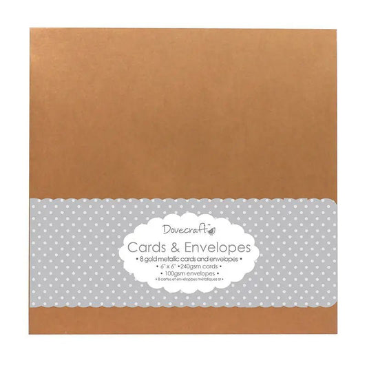 Metallic Gold 6x6 Cards & Envelopes (8pk) (DCCE002) - Printable Heaven