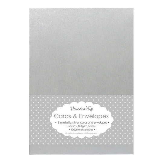 Metallic Silver 5x7 Cards & Envelope 8 Pk(DCCE003)