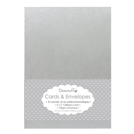 Metallic Silver 5x7 Cards & Envelopes (8pk) (DCCE003) - Printable Heaven