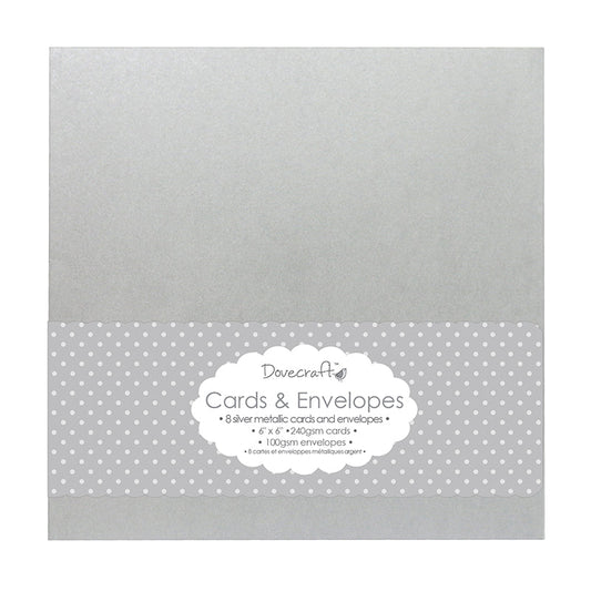 Metallic Silver 6x6 Cards & Envelope 8 Pk(DCCE004)