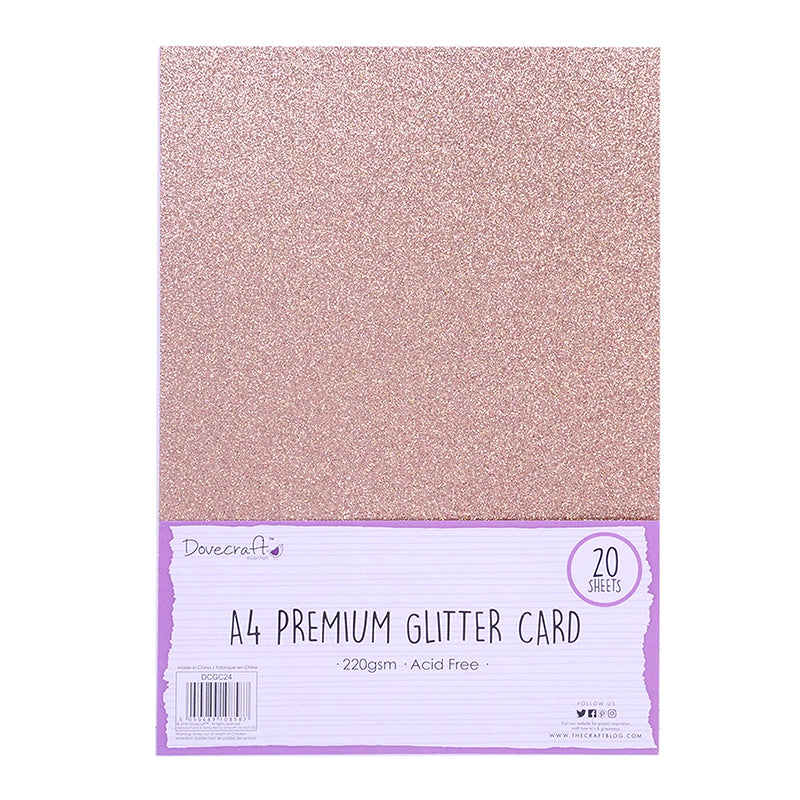 Dovecraft A4 Glitter Card Light Rose Gold (DCGC24)