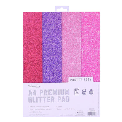 Dovecraft Glitter Card A4 Pad - Perfectly Pink (DCGCD033)