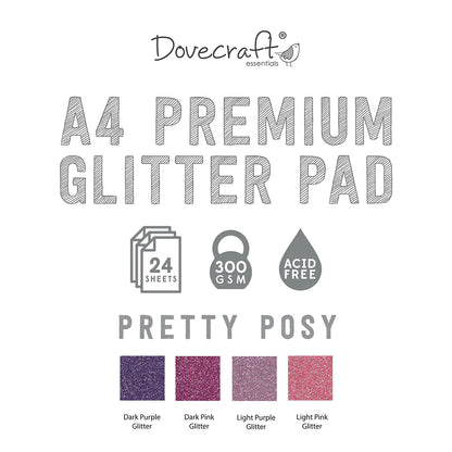 Dovecraft Glitter Card A4 Pad - Perfectly Pink (DCGCD033)