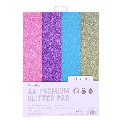 Dovecraft Glitter Card A4 Pad - Pastels (DCGCD03)