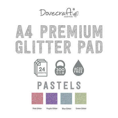 Dovecraft Glitter Card A4 Pad - Pastels (DCGCD03)