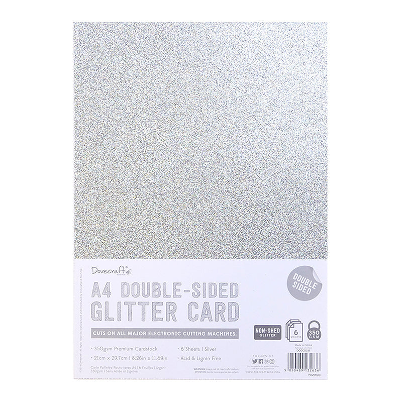 A4 Double Sided Silver Glitter 350gsm (DCGCD036)