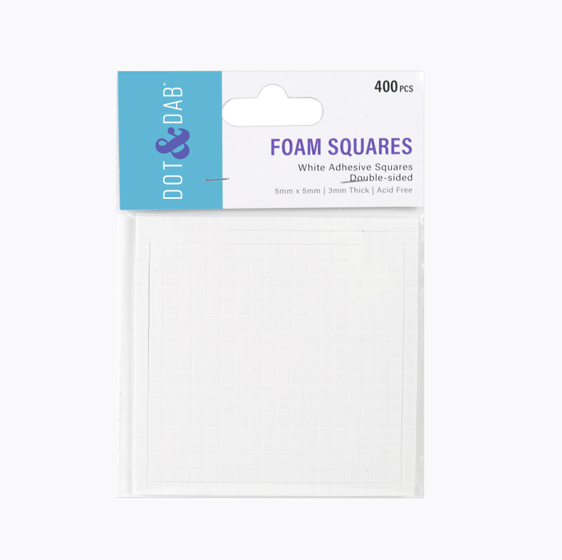 Dot & Dab Foam Squares x400 3mm White (DDADH015)