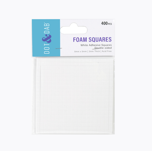 Dot & Dab Foam Squares x400 3mm White (DDADH015)