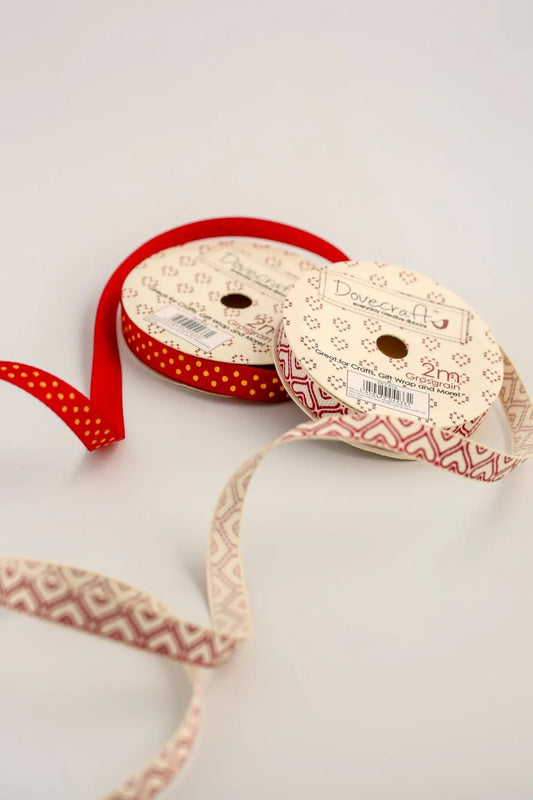 Dovecraft With Love Ribbon - Spots and Hearts (2pk) - Printable Heaven