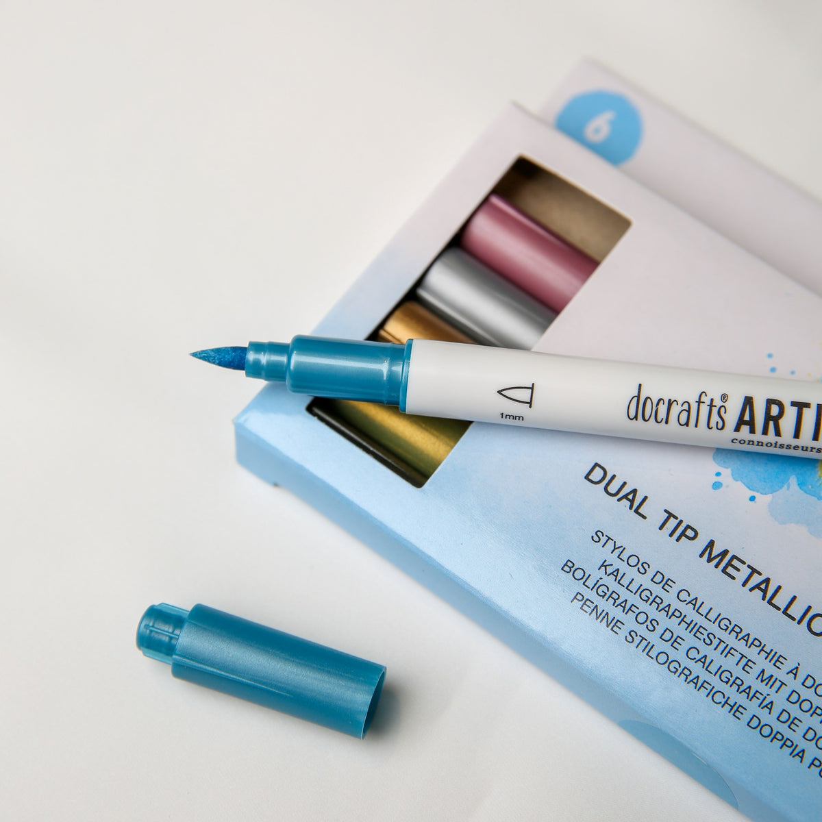 Dual Tip Calligraphy Pens - Metallic - Brush/Flat (6pk) (DOA 851104 ) - Printable Heaven