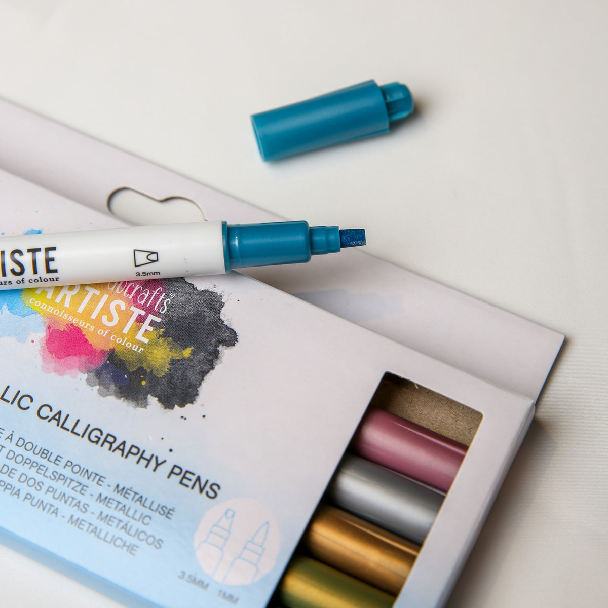 Dual Tip Calligraphy Pens - Metallic - Brush/Flat (6pk) (DOA 851104 ) - Printable Heaven