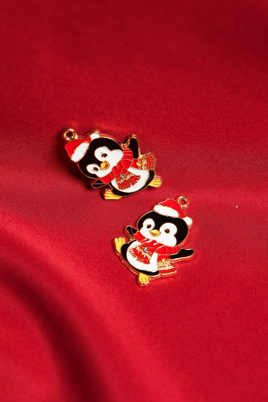 Christmas Penguin Metal Charms (2pcs) (MLB-056)