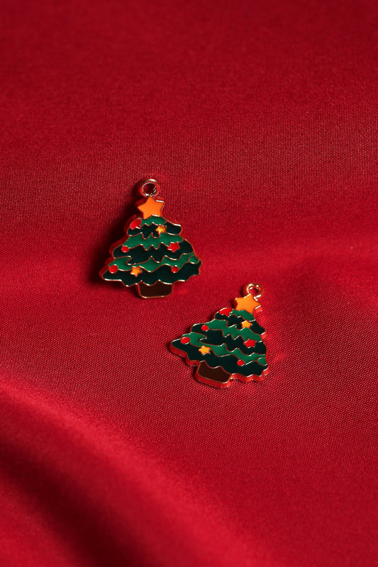 Christmas Tree Metal Charms (2pcs) (MLB-058)