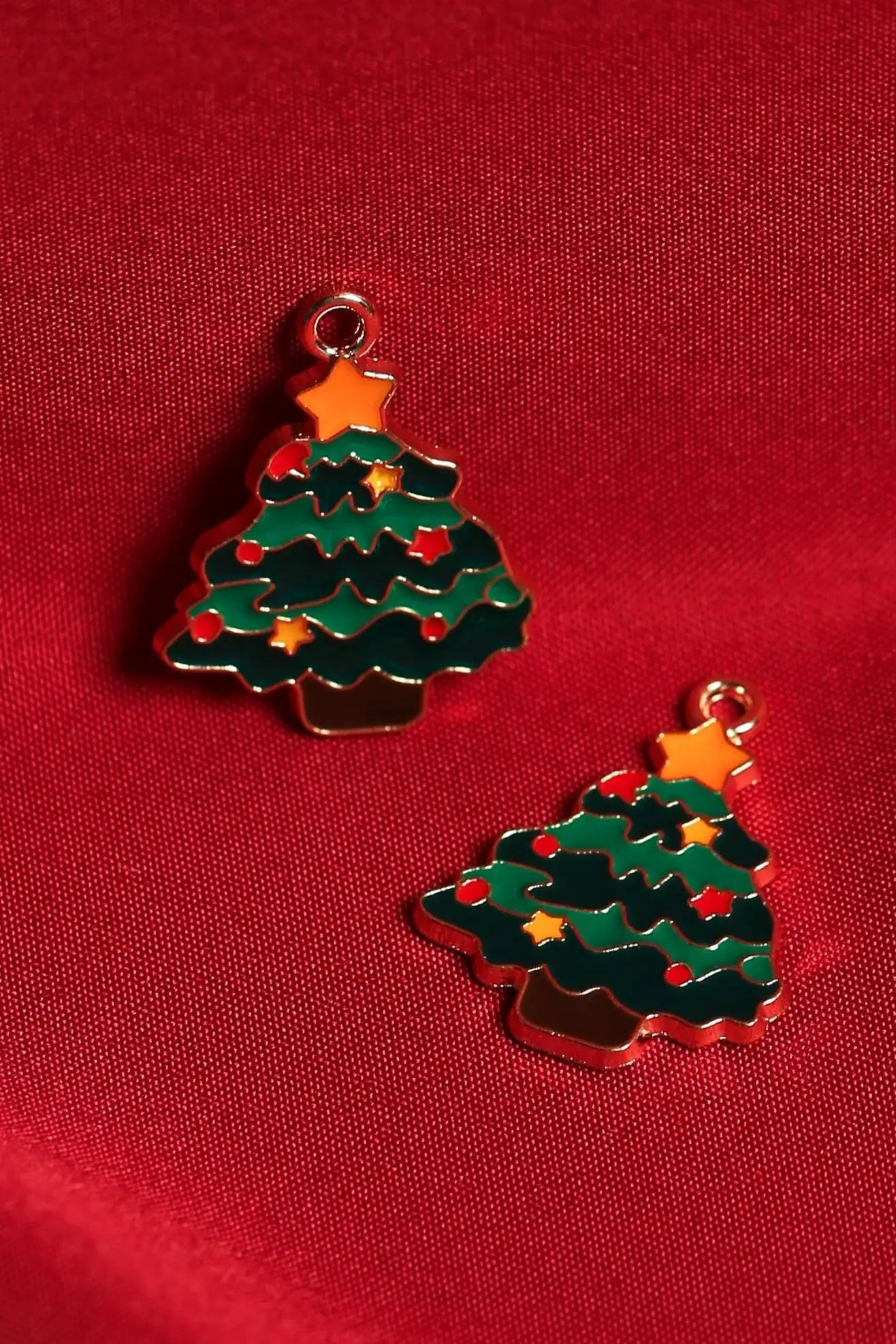 Christmas Tree Metal Charms (2pcs) (MLB-058) - Printable Heaven
