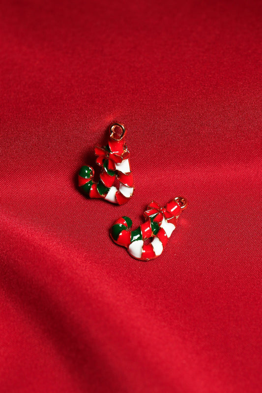 Candy Cane Metal Charms (2pcs) (MLB-062)