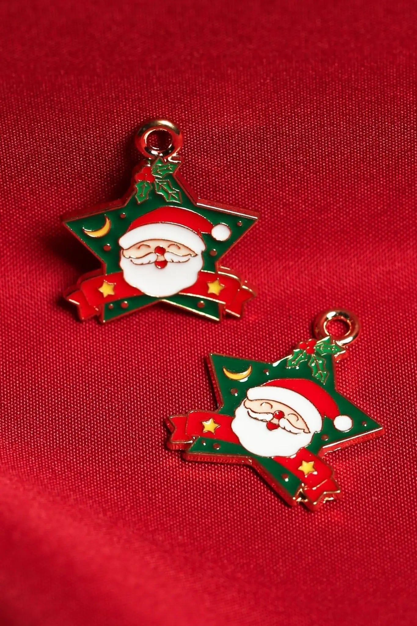 Santa Star Metal Charms (2pcs) (MLB-068) - Printable Heaven
