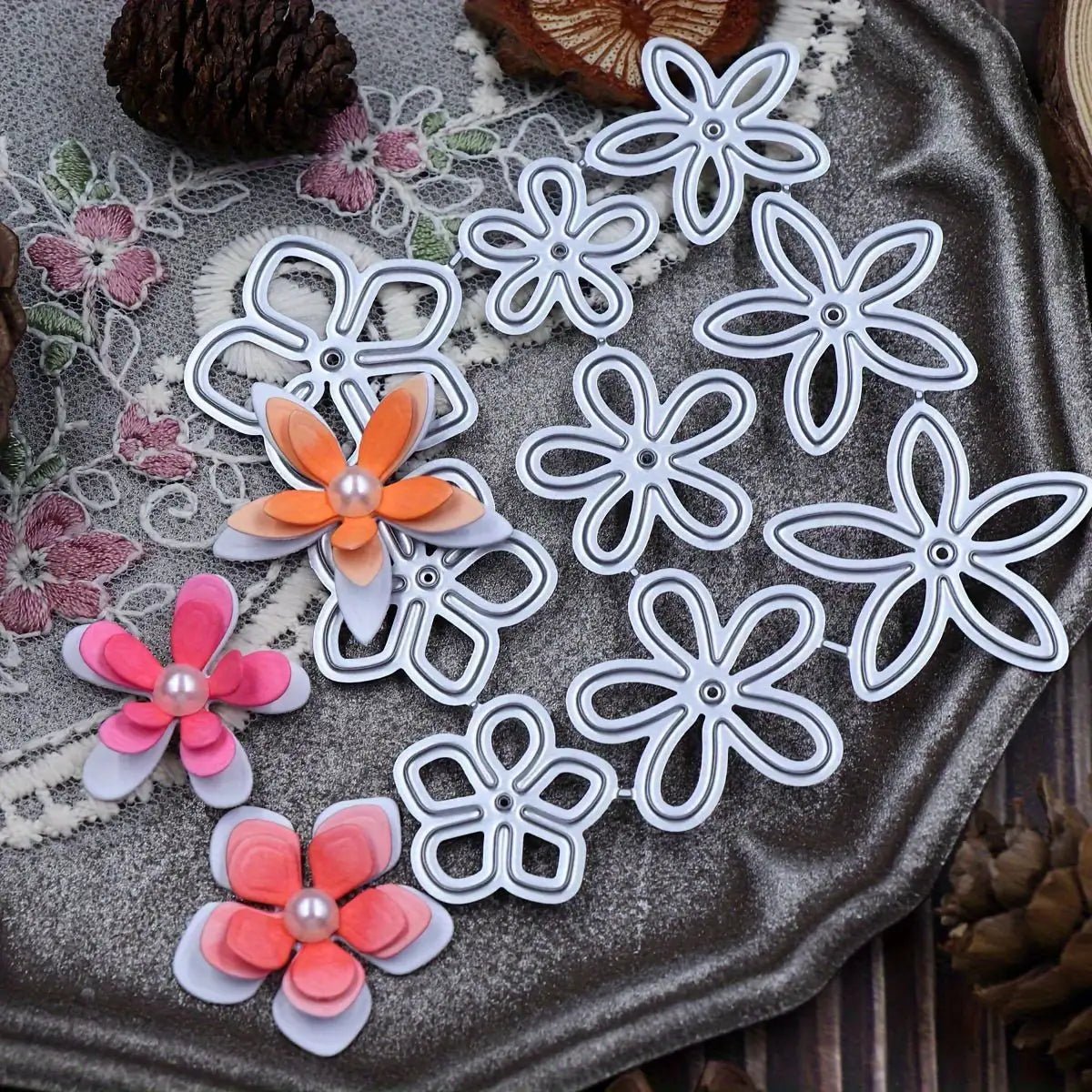 Printable Heaven Large Cutting Die - Flowers (9pcs) (F157) - Printable Heaven