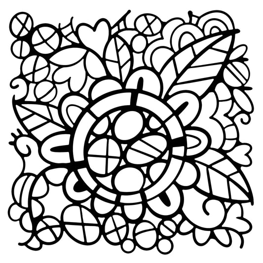 Woodware Flower Doodle 6.8 in x 6.8 in Stencil (FRST045) - Printable Heaven