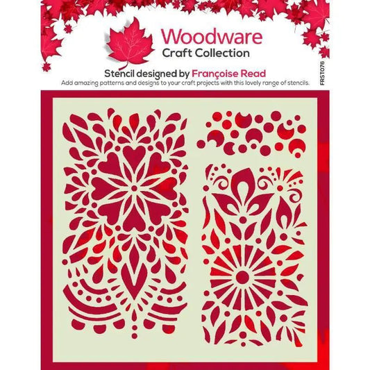 Woodware Floral Panels 6 in x 6 in Stencil (FRST076) - Printable Heaven