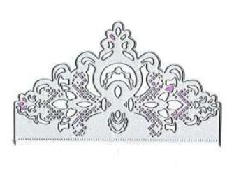 Be inspired by the Printable Heaven Filigree Corner Cutting Die (1 PC) (B007): a beautifully detailed silver die featuring ornate patterns and intricate filigree reminiscent of decorative tiaras, highlighted with delicate purple accents on a crisp white background—an ideal motif for papercrafting enthusiasts seeking elegant corner die designs.