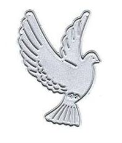 Add an elegant touch to your scrapbooking projects or wedding invitations with the Printable Heaven Flying Dove Metal Cutting Die (1 pc) (A020). This die features a simple, stylized silver outline of a dove with wings raised—symbolizing peace—and includes visible details on the wings and tail feathers for a graceful finish.