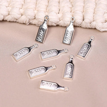 Gin Bottle Metal Charms (8pcs) (MLB - 012) - Printable Heaven