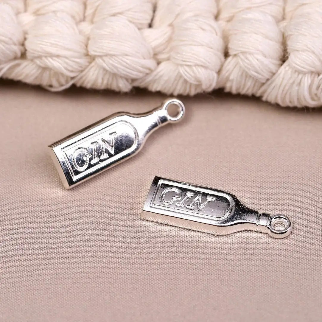 Gin Bottle Metal Charms (8pcs) (MLB - 012) - Printable Heaven