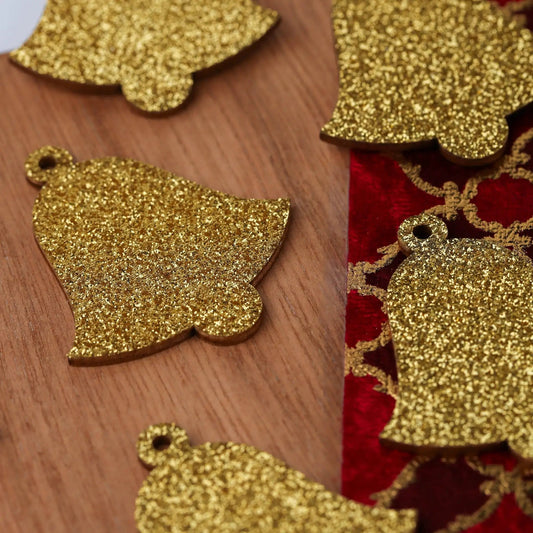Glittered Wooden Toppers (12pcs) - Create Christmas - Bells (PMA 359909) - Printable Heaven