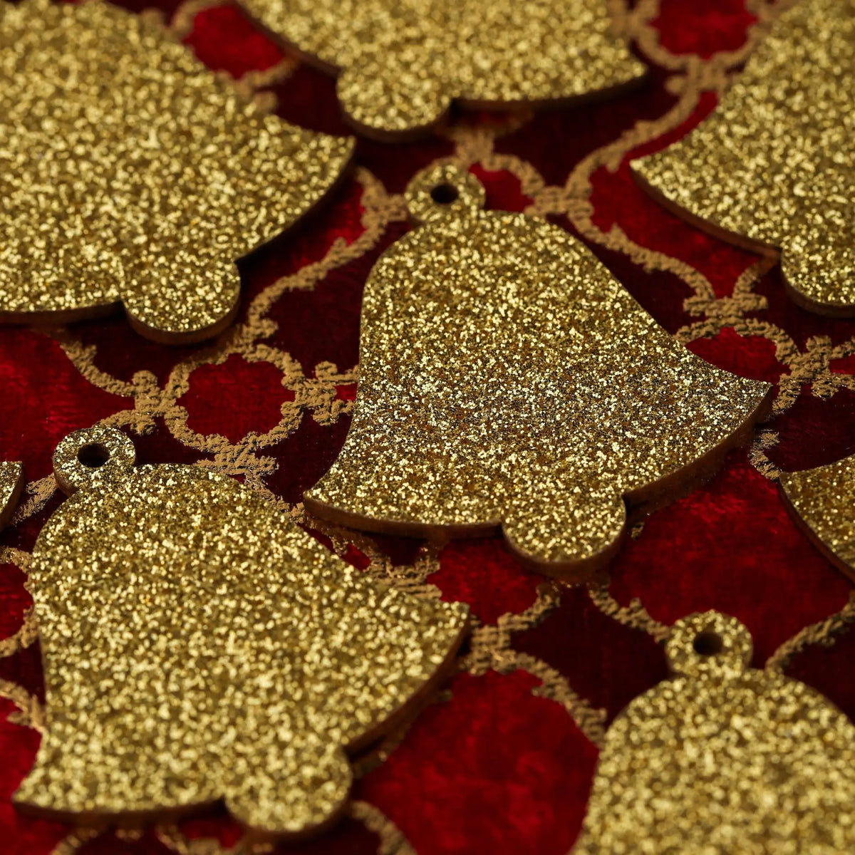 Glittered Wooden Toppers (12pcs) - Create Christmas - Bells (PMA 359909) - Printable Heaven