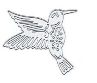 Sure! Here’s a revised version using your product data: A simple black and white line drawing of a hummingbird with decorative patterns on its body and wings, facing to the right—perfect for papercraft projects or card making, especially when paired with the Printable Heaven Hummingbird Metal Cutting Die (1 PC) (A116).