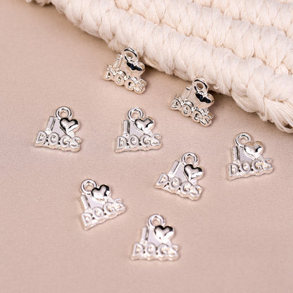 I Love Dogs Metal Charms (8pcs) (MLB-036)