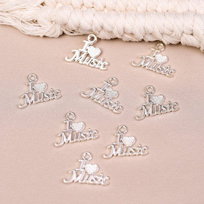 I Love Music Metal Charms (8pcs) (MLB-021)