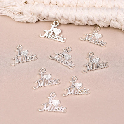 I Love Music Metal Charms (8pcs) (MLB-021) - Printable Heaven